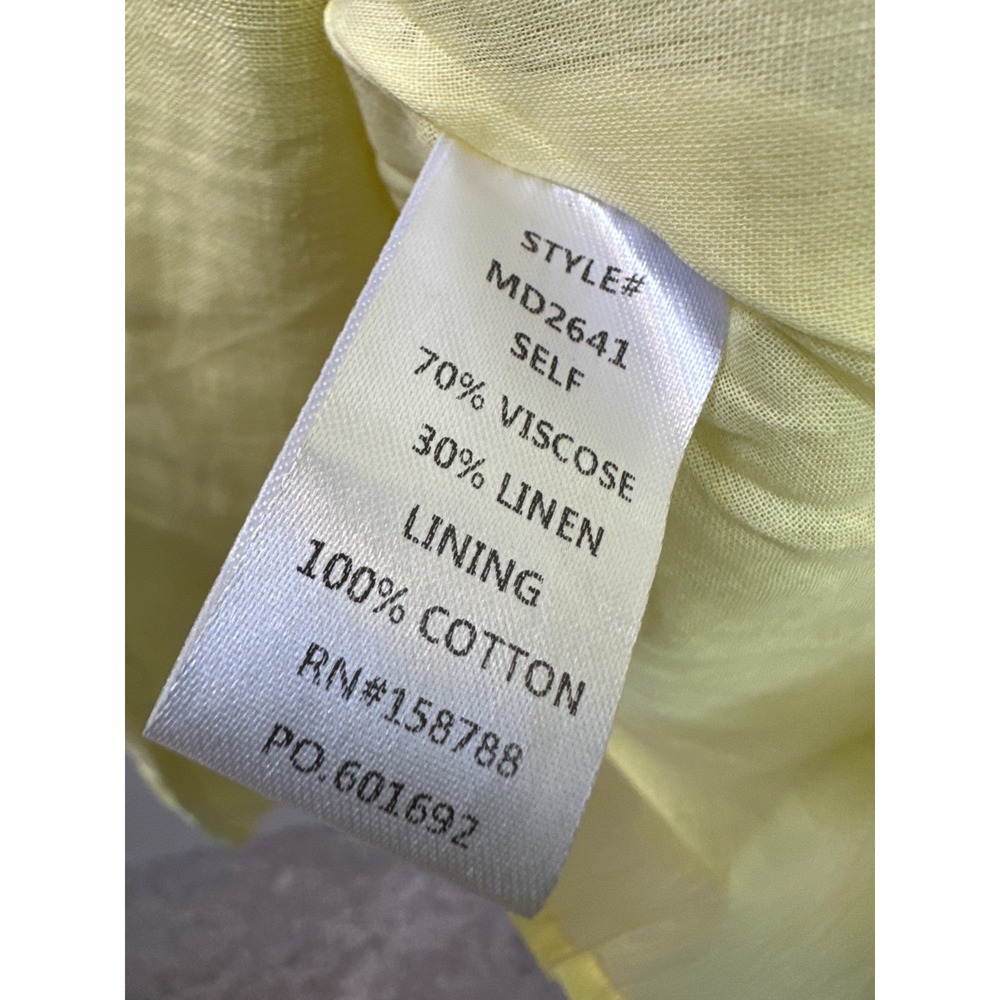 Mable Butter Yellow Linen Blend Puff Sleeve Mini Dress Large Babydoll Coquette - Picture 10 of 16